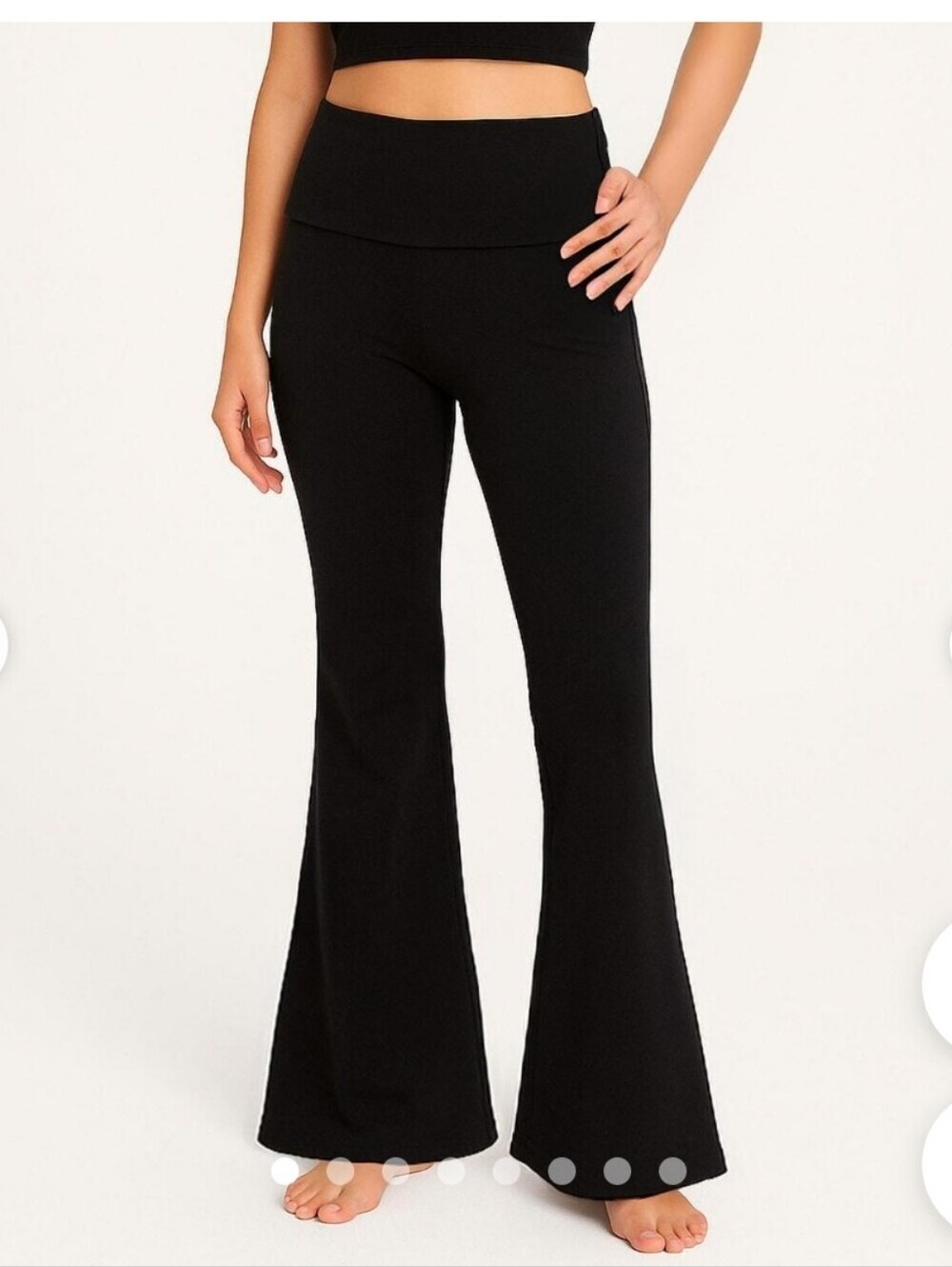 Offline By Aerie Black Fold Over High-Waist Flared Pants Size XS